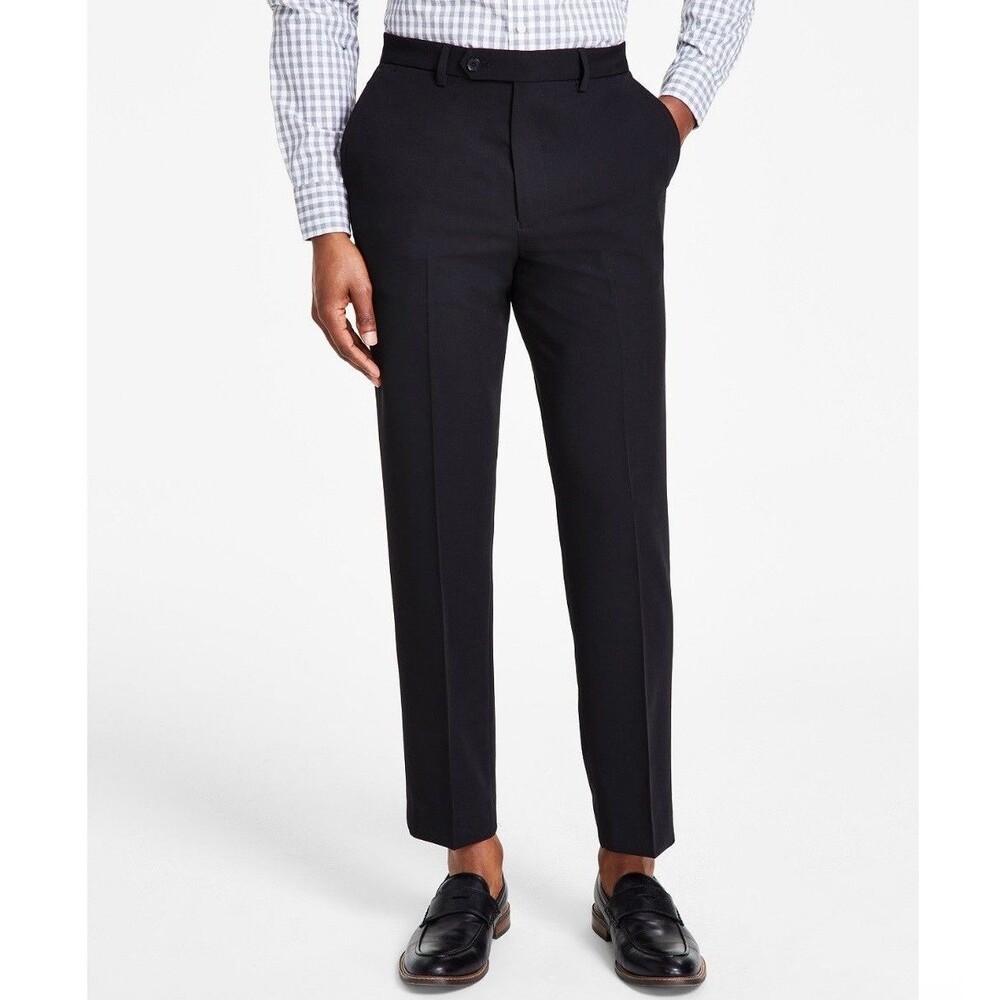 $75 NEW NAUTICA Mens 36x32 Solid Black Stretch Super Soft Dress Pants/Slacks